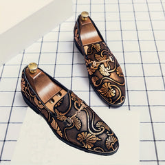 Men'S Fashion Slip-On Loafers, Casual Korean British Style, All-Season Versatile Business Faux Shoes, Trendy Pointed Toe, Breathable Rubber Sole, Casual Outdoor Hiking Footwear, 46 Size SHOWLU FASHION STORE