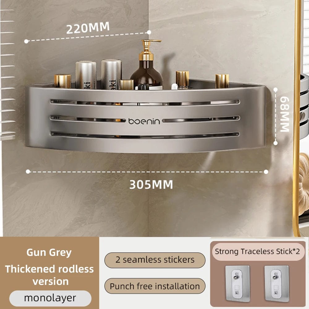1 - 2PCS Shower Corner Shelf with Towel Bar Hook Space Aluminum Bathroom Shelf Without Drilling Shampoo Holder Bathroom Accessorie - SHOWLU FASHION STORE