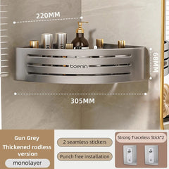 1 - 2PCS Shower Corner Shelf with Towel Bar Hook Space Aluminum Bathroom Shelf Without Drilling Shampoo Holder Bathroom Accessorie - SHOWLU FASHION STORE