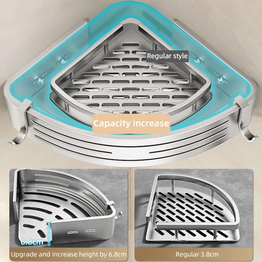 1 - 2PCS Shower Corner Shelf with Towel Bar Hook Space Aluminum Bathroom Shelf Without Drilling Shampoo Holder Bathroom Accessorie - SHOWLU FASHION STORE