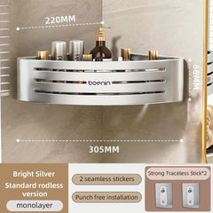 1 - 2PCS Shower Corner Shelf with Towel Bar Hook Space Aluminum Bathroom Shelf Without Drilling Shampoo Holder Bathroom Accessorie - SHOWLU FASHION STORE