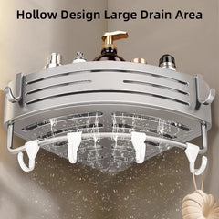 1 - 2PCS Shower Corner Shelf with Towel Bar Hook Space Aluminum Bathroom Shelf Without Drilling Shampoo Holder Bathroom Accessorie - SHOWLU FASHION STORE