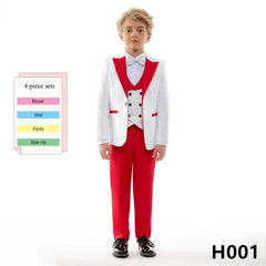 10 Days Delivery Smart Boy Suit Set 4pcs Formal Party Dress Classic Jacquard Boy Suit Formal Single Breasted Clothing - SHOWLU FASHION STORE