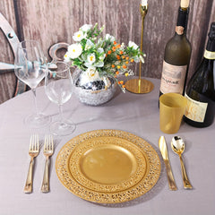 102PCS Brown Gold Dessert Plates 7.5, Plastic Salad Plates with Lace Design, Gold Disposable Plates Ideal for Weddings, Appetizer and Any Occasions - SHOWLU FASHION STORE