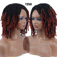 Showlu Store Nation 0 E455 T350 / 10inches / 1 PC 10Inches Braided Wigs  Afro Bob Wig Synthetic DreadLock Wigs For Black Woman Short Curly Ends Cosplay Yun Rong Hair