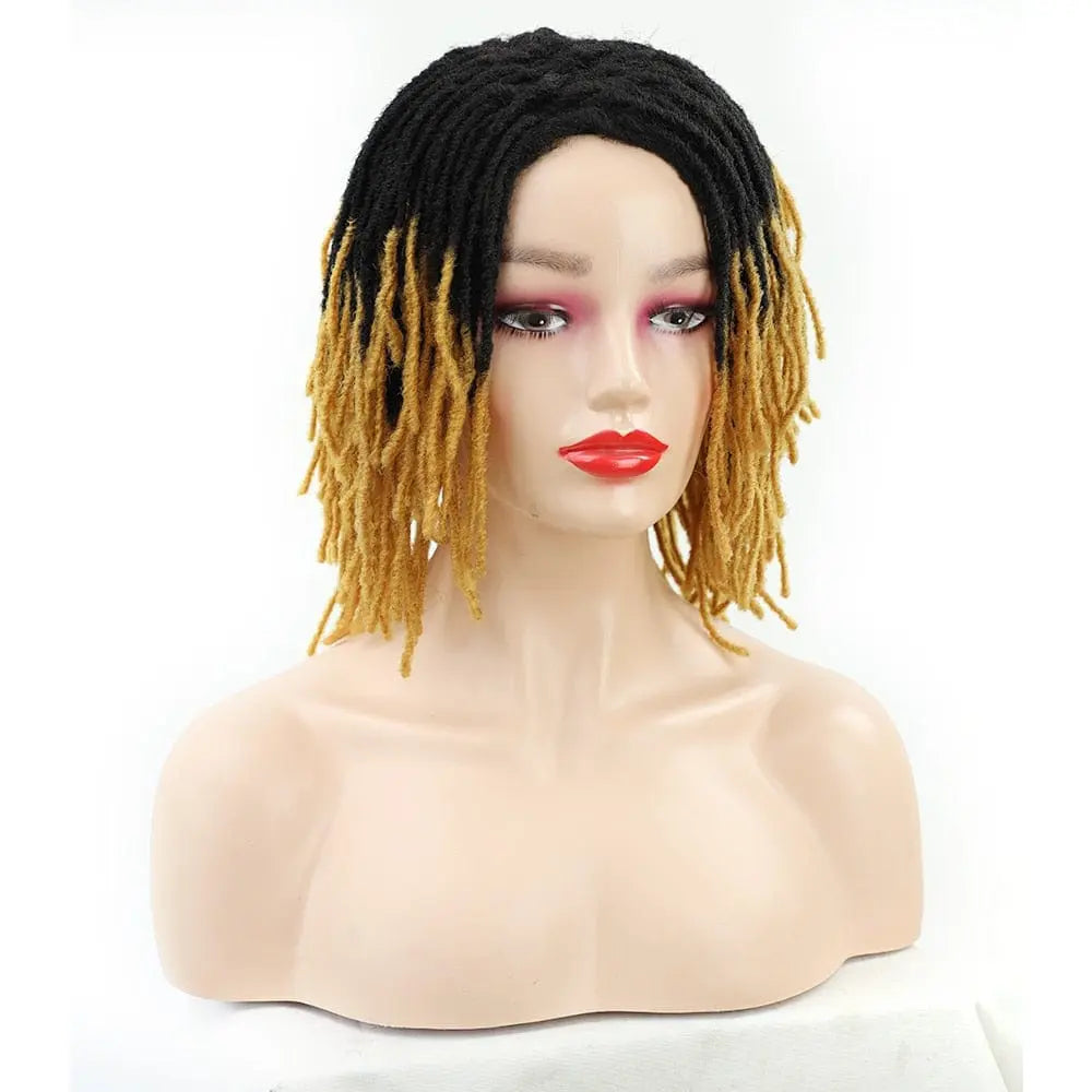 Showlu Store Nation 0 E446 T27 / 10inches / 1 PC 10Inches Braided Wigs  Afro Bob Wig Synthetic DreadLock Wigs For Black Woman Short Curly Ends Cosplay Yun Rong Hair