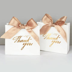 10Pcs Bowknot Thank You Candy Bags Letters Print Wedding Gift Box Package Paper Bags Christmas Birthday Party Favor - SHOWLU FASHION STORE