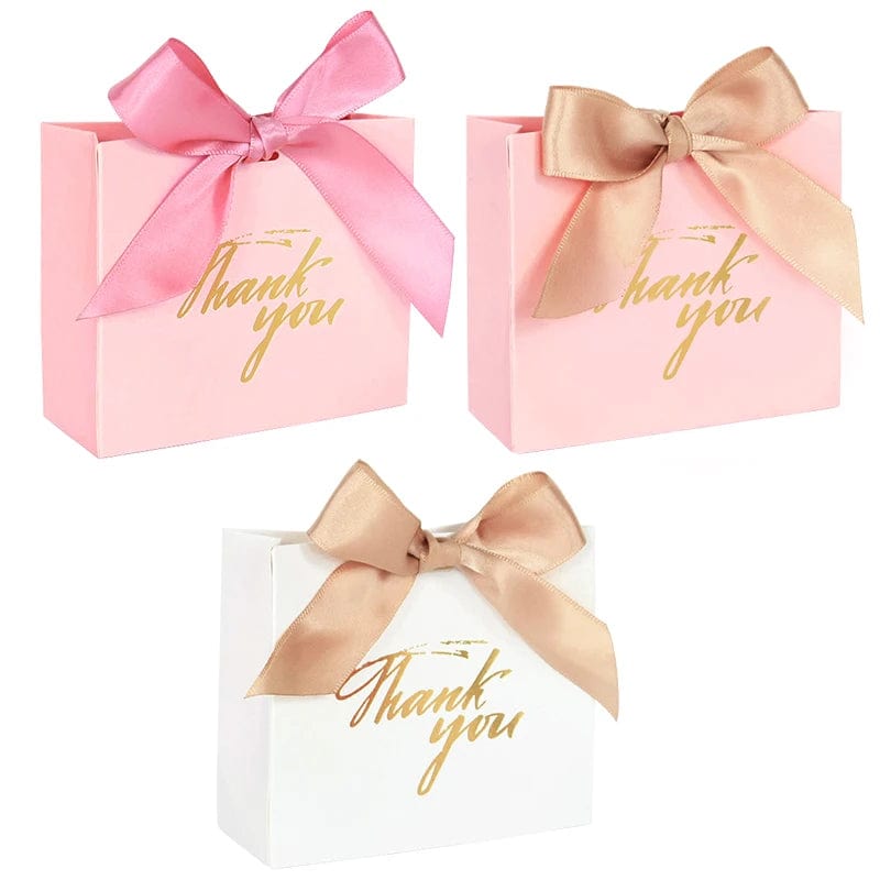 10Pcs Bowknot Thank You Candy Bags Letters Print Wedding Gift Box Package Paper Bags Christmas Birthday Party Favor - SHOWLU FASHION STORE