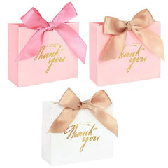 10Pcs Bowknot Thank You Candy Bags Letters Print Wedding Gift Box Package Paper Bags Christmas Birthday Party Favor - SHOWLU FASHION STORE