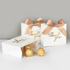 10Pcs Bowknot Thank You Candy Bags Letters Print Wedding Gift Box Package Paper Bags Christmas Birthday Party Favor - SHOWLU FASHION STORE