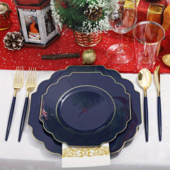 140PCS Plastic Plates - Gold Plastic Silverware, Gold Disposable Plates Include 40Plates, 20Cups, 20Forks, 20 Knives, 20Spoons, 20Napkins for Weddings & Parties - SHOWLU FASHION STORE