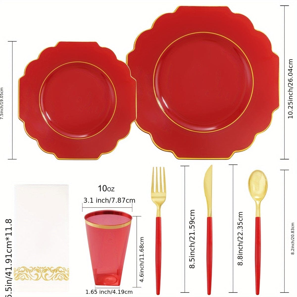 140PCS Plastic Plates - Gold Plastic Silverware, Gold Disposable Plates Include 40Plates, 20Cups, 20Forks, 20 Knives, 20Spoons, 20Napkins for Weddings & Parties - SHOWLU FASHION STORE