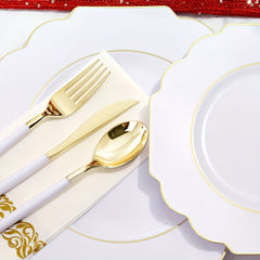 140PCS Plastic Plates - Gold Plastic Silverware, Gold Disposable Plates Include 40Plates, 20Cups, 20Forks, 20 Knives, 20Spoons, 20Napkins for Weddings & Parties - SHOWLU FASHION STORE