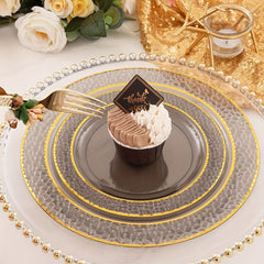 150PCS Clear Black Plastic Plates - Gold Plastic Plates with Gold Plastic Silverware Include: 25Dinner Plates, 25Dessert Plates, 25Cups, 25Forks, 25Knives, 25Spoons for Wedding Party - SHOWLU FASHION STORE