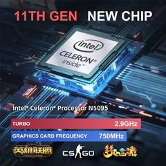 15.6 - inch IPS Screen 16GB RAM 256GB SSD Intel Celeron 11th N5095 Business Netbook Windows 10 11 Pro Gaming Notebook Portable - SHOWLU FASHION STORE