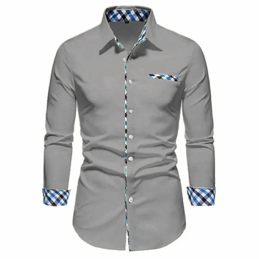 16 - color men's shirt long - sleeved shirt single - breed fake pocket daily casual men's top outdoor shopping loose large size XS - 6XL - SHOWLU FASHION STORE