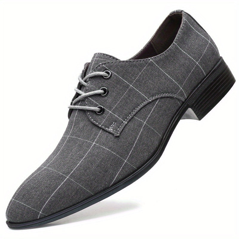 Plus Size Mens Low Top Plaid Derby Shoes - Breathable, Comfy, Non Slip, Lace Up, Rubber Sole, PU Insole, Fabric Upper - Perfect for Summer Formal Events SHOWLU FASHION STORE