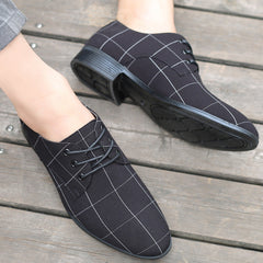 Plus Size Mens Low Top Plaid Derby Shoes - Breathable, Comfy, Non Slip, Lace Up, Rubber Sole, PU Insole, Fabric Upper - Perfect for Summer Formal Events SHOWLU FASHION STORE