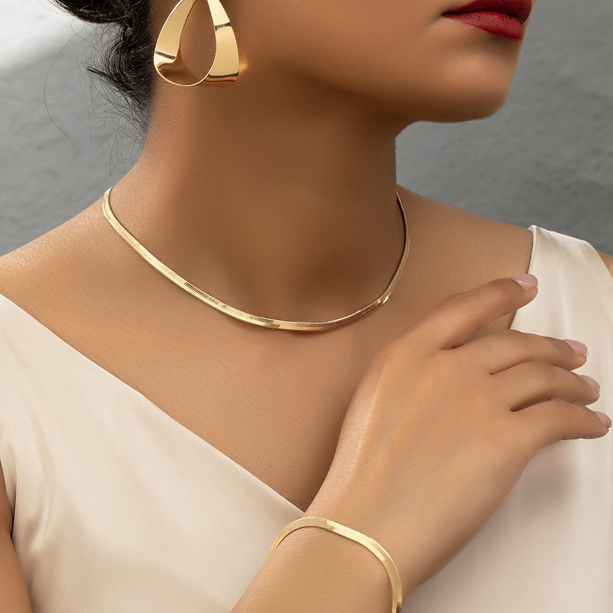 1 Set Creative Snake Chain Design Jewelry Set with Dangle Earrings + Necklace + Bracelet Iron Jewelry Vintage Elegant Style SHOWLU FASHION STORE