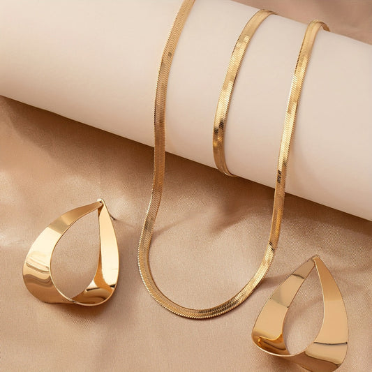 1 Set Creative Snake Chain Design Jewelry Set with Dangle Earrings + Necklace + Bracelet Iron Jewelry Vintage Elegant Style SHOWLU FASHION STORE