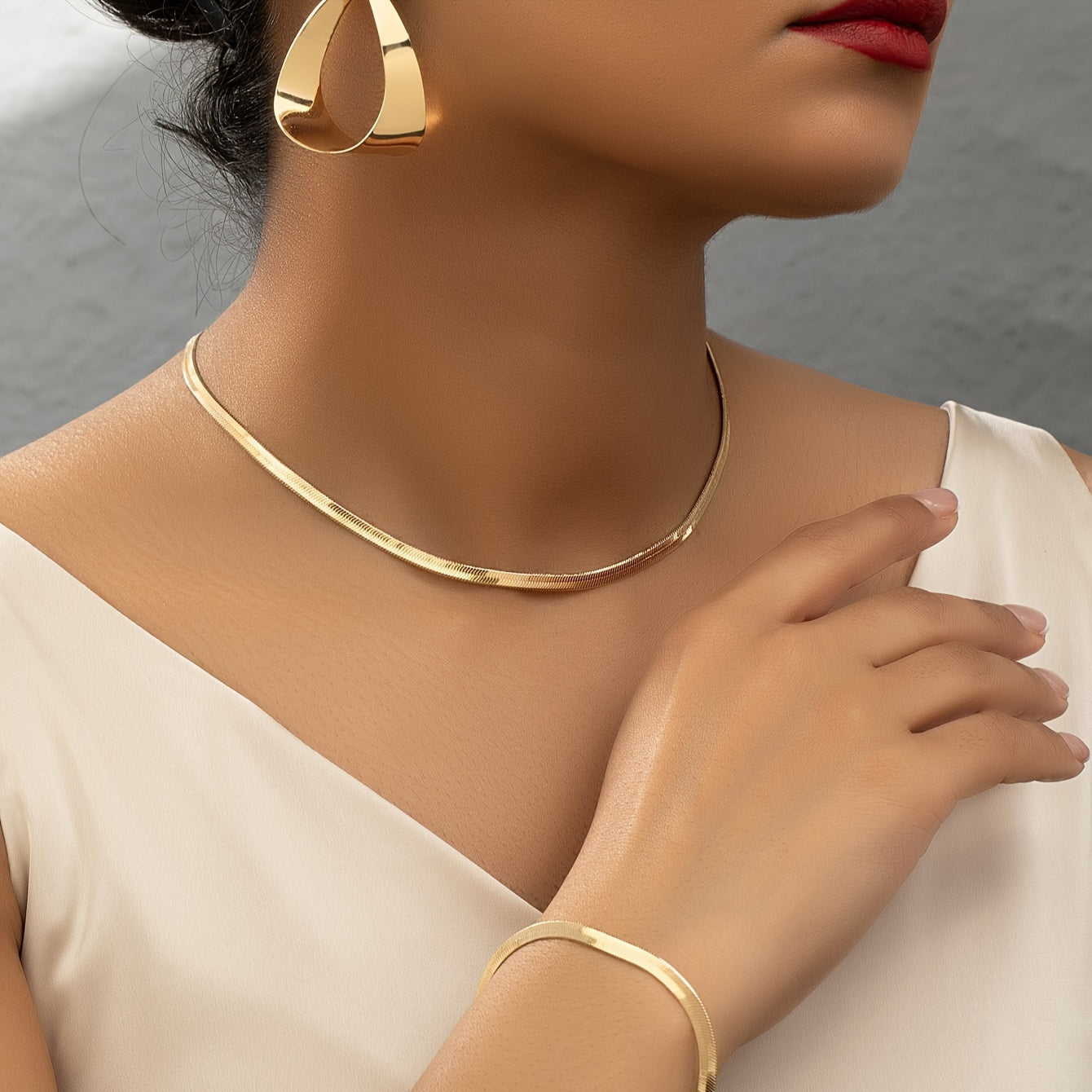 1 Set Creative Snake Chain Design Jewelry Set with Dangle Earrings + Necklace + Bracelet Iron Jewelry Vintage Elegant Style SHOWLU FASHION STORE