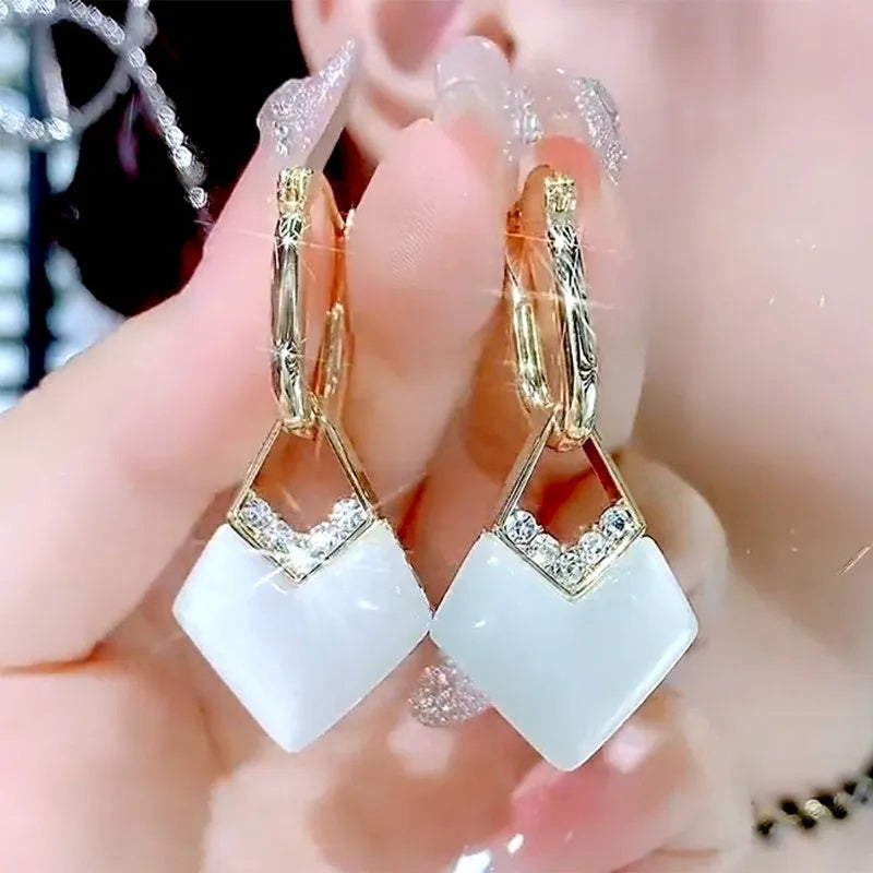 1pair Fashionable Irregular Square Dangle Earrings, Valentine's Day Anniversary Gift SHOWLU FASHION STORE