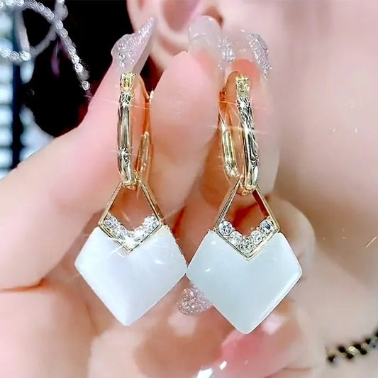 1pair Fashionable Irregular Square Dangle Earrings, Valentine's Day Anniversary Gift SHOWLU FASHION STORE