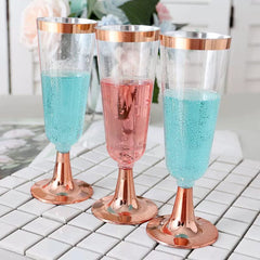 175 PCs Export Tableware Disposable Golden Edge Plate Wine Glass Knife, Fork and Spoon Hard Plastic Rose Gold Hollow Plate Set - SHOWLU FASHION STORE