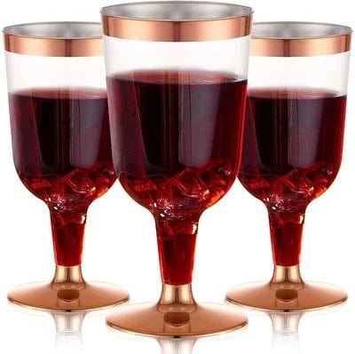 175 PCs Export Tableware Disposable Golden Edge Plate Wine Glass Knife, Fork and Spoon Hard Plastic Rose Gold Hollow Plate Set - SHOWLU FASHION STORE