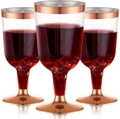 175 PCs Export Tableware Disposable Golden Edge Plate Wine Glass Knife, Fork and Spoon Hard Plastic Rose Gold Hollow Plate Set - SHOWLU FASHION STORE