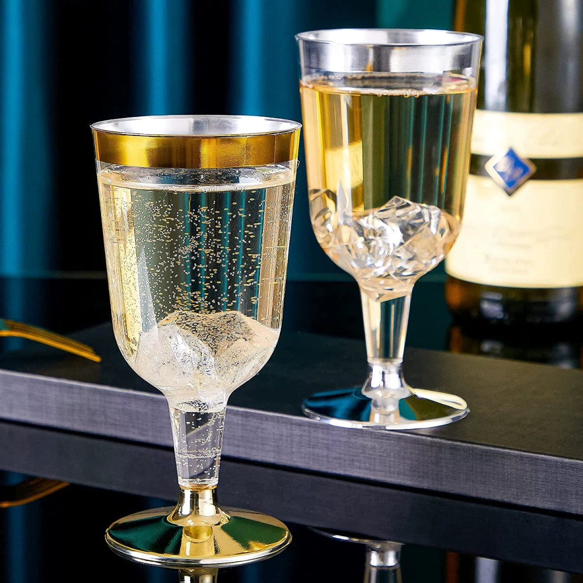 175 PCs Export Tableware Disposable Golden Edge Plate Wine Glass Knife, Fork and Spoon Hard Plastic Rose Gold Hollow Plate Set - SHOWLU FASHION STORE
