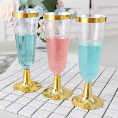 175 PCs Export Tableware Disposable Golden Edge Plate Wine Glass Knife, Fork and Spoon Hard Plastic Rose Gold Hollow Plate Set - SHOWLU FASHION STORE