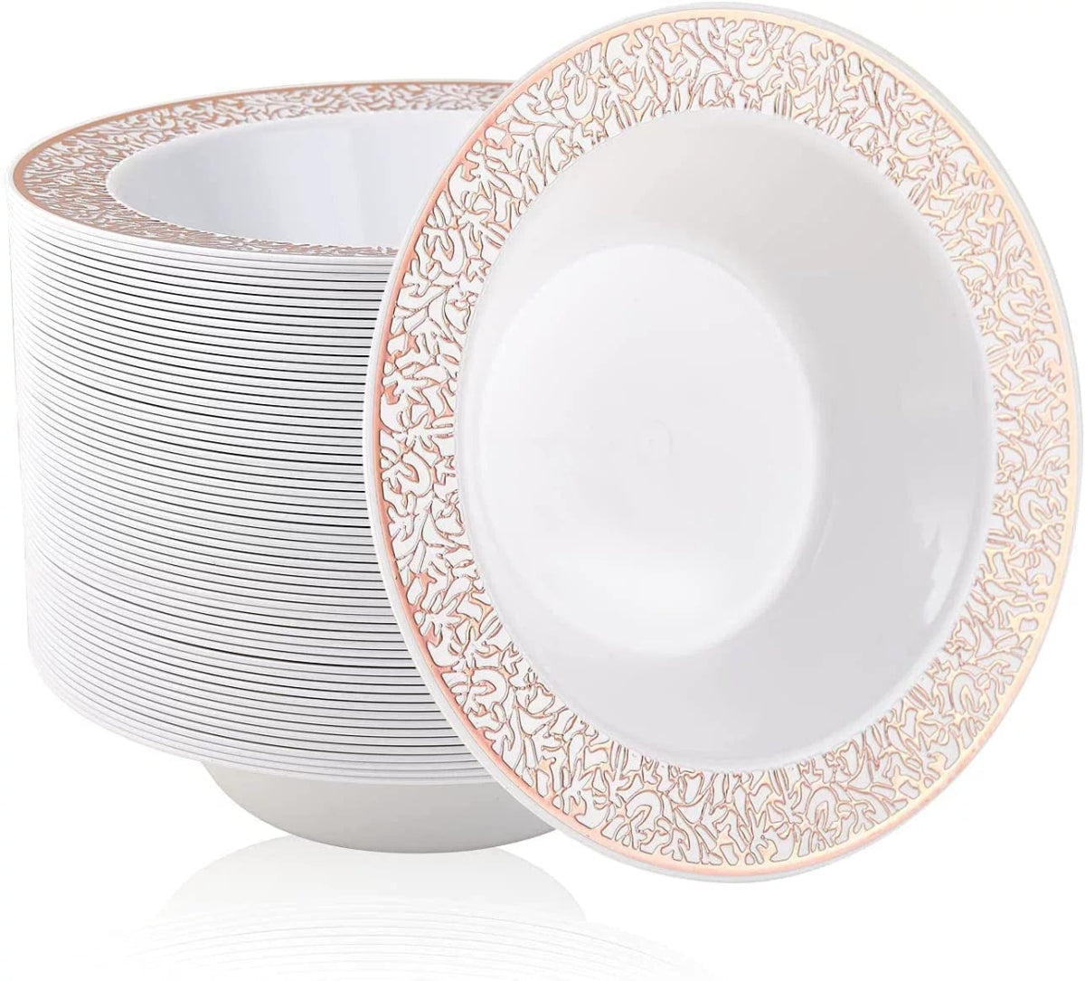 175 PCs Export Tableware Disposable Golden Edge Plate Wine Glass Knife, Fork and Spoon Hard Plastic Rose Gold Hollow Plate Set - SHOWLU FASHION STORE