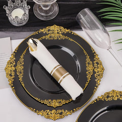 175PCS Black and Gold - Blue and Gold Plastic Plates - Disposable Black - Blue Party Plates & Pre Rolled Napkins with Cutlery for 25 Guests, 50Plates, 75Silverware, 25Cups, 25Napkin for Wedding & Party - SHOWLU FASHION STORE