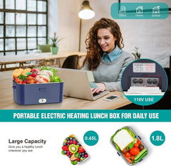 1.8L Electric Lunch Box 60W Food Heated Portable Food Warmer Heater for Car/Truck/Home Heating Box with Insulated Box - SHOWLU FASHION STORE