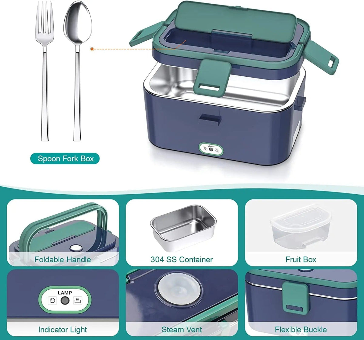 1.8L Electric Lunch Box 60W Food Heated Portable Food Warmer Heater for Car/Truck/Home Heating Box with Insulated Box - SHOWLU FASHION STORE
