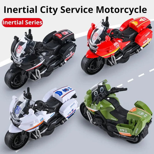 1Pc Children Inertia Motorcycle Swat Fire Boys Random Style Toy Car Inertial City Service Motorcycle - SHOWLU FASHION STORE