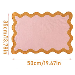 1pcs Pink Clay & Turmeric 100% cotton Scalloped Placemats Wedding Decorations Cotton placemats 50*35CM Countryside Style - SHOWLU FASHION STORE