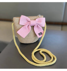 Showlu Fashion Store 0 2-8 Years Kids Sun Hat Girls Summer New Straw Bag Cap Set Baby Travel Sun Protection Beach Hats Sun Fisherman Hat for Child