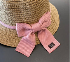 Showlu Fashion Store 0 2-8 Years Kids Sun Hat Girls Summer New Straw Bag Cap Set Baby Travel Sun Protection Beach Hats Sun Fisherman Hat for Child