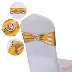 20 Pieces Spandex Chair Sashes with Buckle ,Metallic Gold Stretch Chair Cover for Wedding Hotel Banquet Events Chair Decorations - SHOWLU FASHION STORE