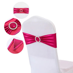 20 Pieces Spandex Chair Sashes with Buckle ,Metallic Gold Stretch Chair Cover for Wedding Hotel Banquet Events Chair Decorations - SHOWLU FASHION STORE