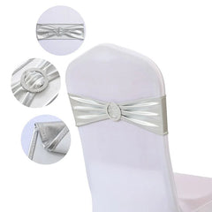 20 Pieces Spandex Chair Sashes with Buckle ,Metallic Gold Stretch Chair Cover for Wedding Hotel Banquet Events Chair Decorations - SHOWLU FASHION STORE