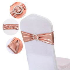 20 Pieces Spandex Chair Sashes with Buckle ,Metallic Gold Stretch Chair Cover for Wedding Hotel Banquet Events Chair Decorations - SHOWLU FASHION STORE