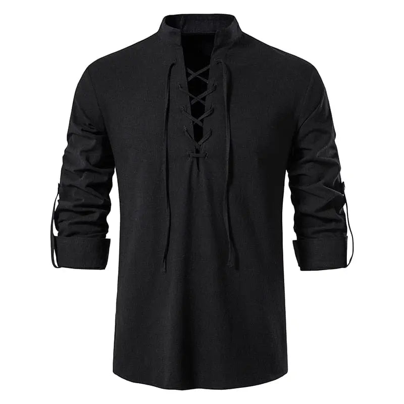 2023 New Men's Casual Blouse Cotton Linen Shirt Tops Long Sleeve Tee Shirt Spring Autumn Slanted Placket Vintage Yoga Shirts - SHOWLU FASHION STORE