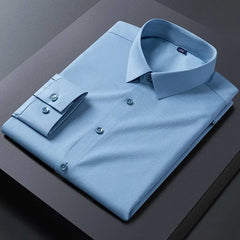 2023 New Stretch Anti - Wrinkle Mens Shirts Long Sleeve Dress Shirts For Slim Fit Camisa Social Business Blouse White Shirt - SHOWLU FASHION STORE