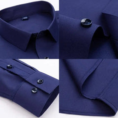 2023 New Stretch Anti - Wrinkle Mens Shirts Long Sleeve Dress Shirts For Slim Fit Camisa Social Business Blouse White Shirt - SHOWLU FASHION STORE