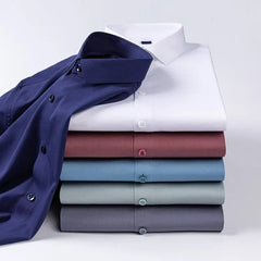 2023 New Stretch Anti - Wrinkle Mens Shirts Long Sleeve Dress Shirts For Slim Fit Camisa Social Business Blouse White Shirt - SHOWLU FASHION STORE