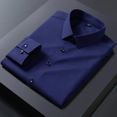 2023 New Stretch Anti - Wrinkle Mens Shirts Long Sleeve Dress Shirts For Slim Fit Camisa Social Business Blouse White Shirt - SHOWLU FASHION STORE