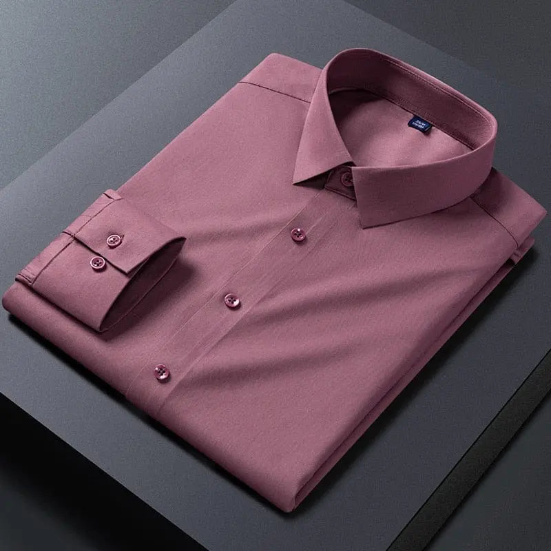 2023 New Stretch Anti - Wrinkle Mens Shirts Long Sleeve Dress Shirts For Slim Fit Camisa Social Business Blouse White Shirt - SHOWLU FASHION STORE